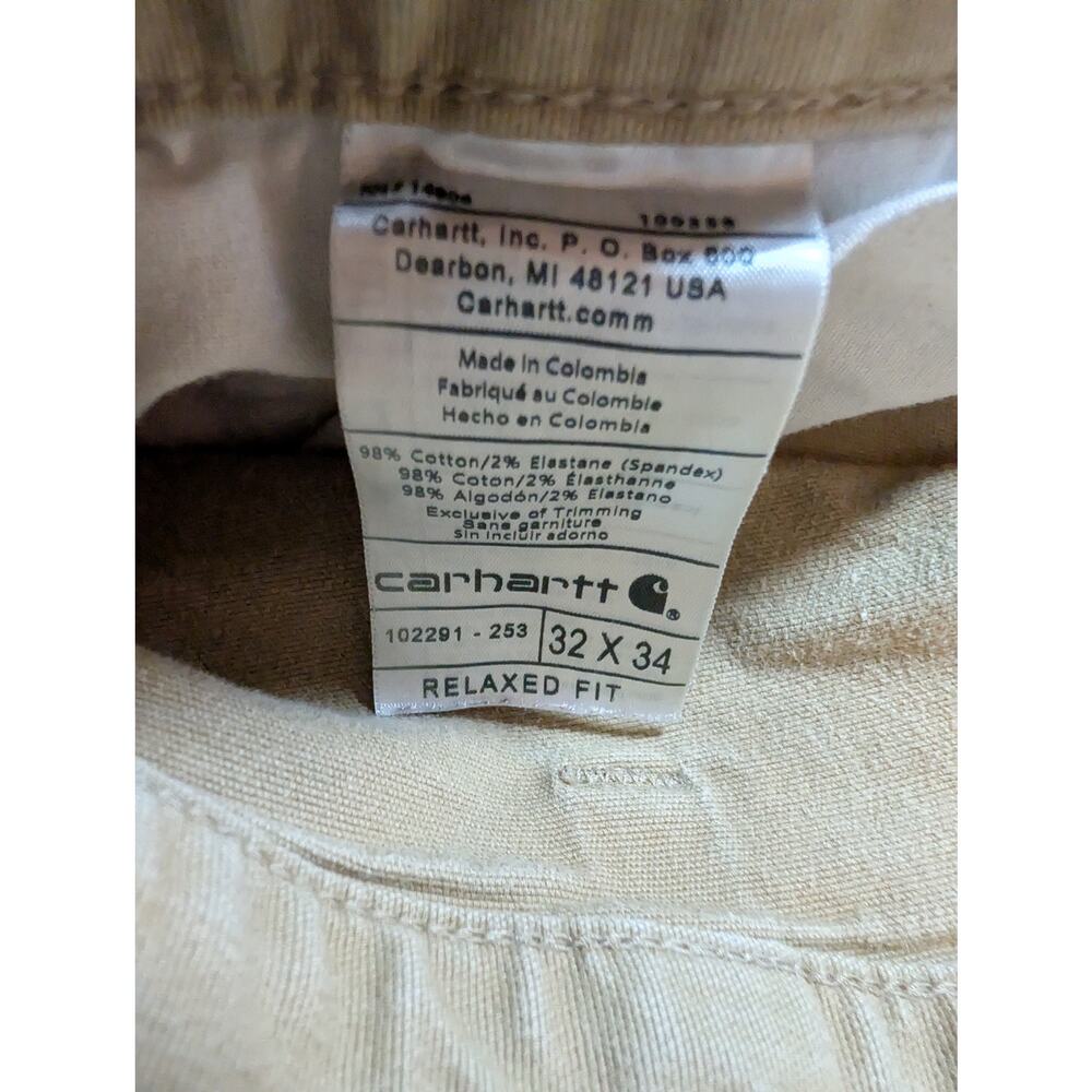 Men’s Work Pants Carhartt Duck Canvas Khaki Relaxed Fit Size 32x32 - Picture 4 of 7